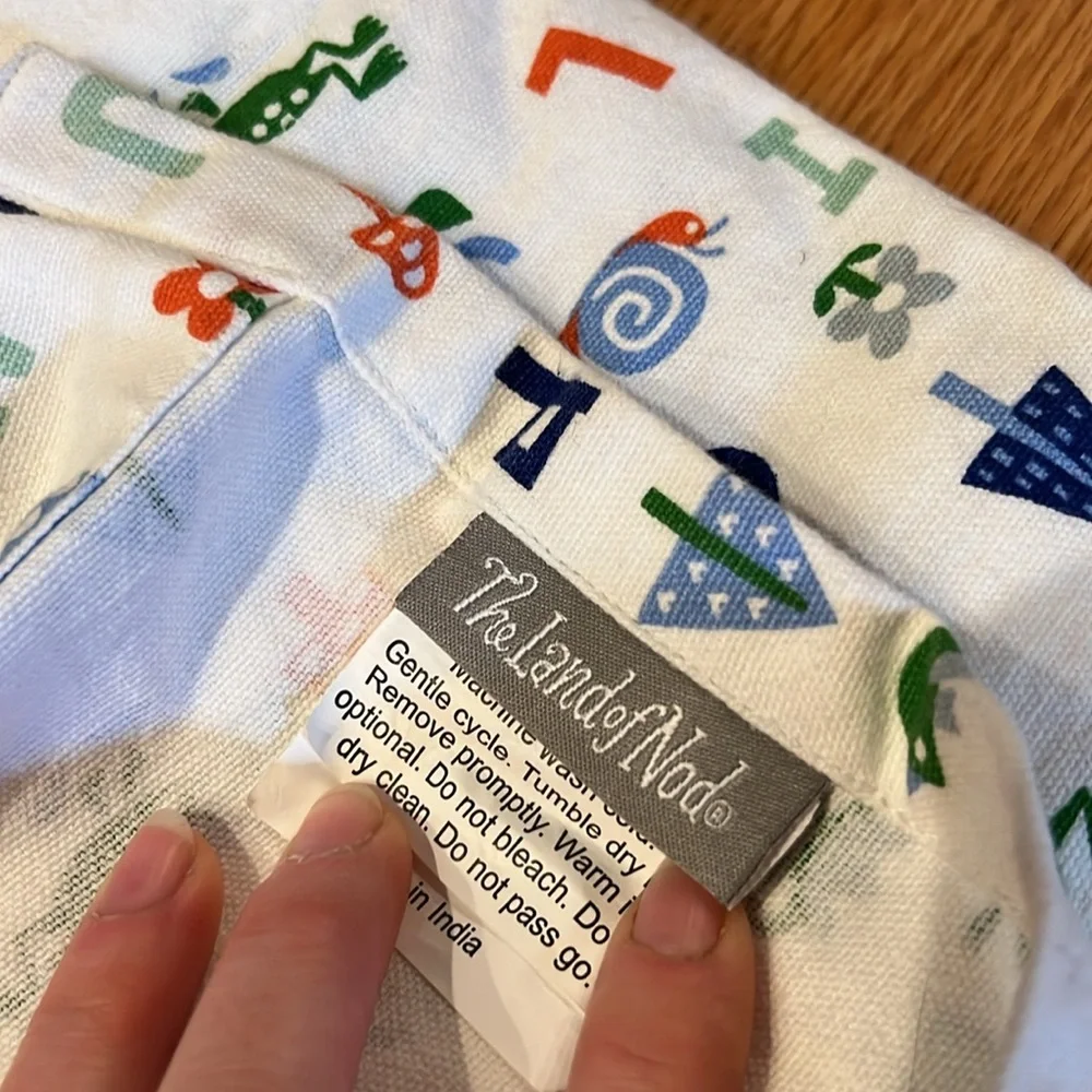 Land of Nod shower curtain for kid’s bathroom
